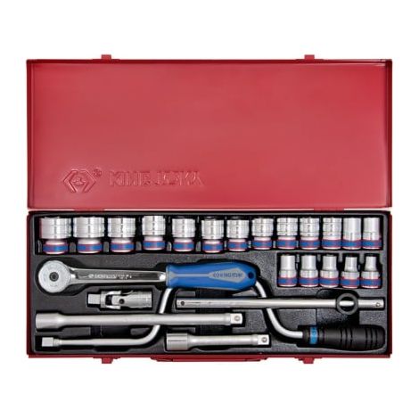 KING TONY - Coffret 1/2" 24 pièces douilles + accessoires 10 à 32mm