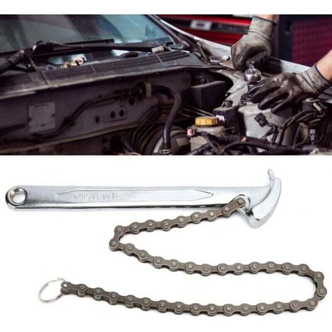 Oil filter wrench, 9 inch chain wrench, adjustable oil filter wrench, suitable for auto repair, mechanical disassembly, mechanical installation MUMU (1/4)
