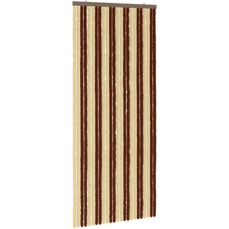 Rideaux en chenille marron et beige, 100 x 230 cm (1/5)