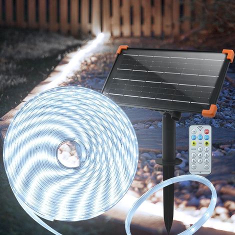 Bande lumineuse LED solaire de 30 m/100 pi pour usage extérieur, étanche, 8 modes, minuterie, pour jardin,cour, pelouse, lumière blanche