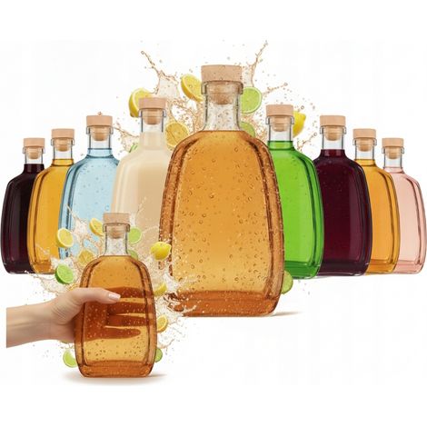 Set di 10 flaconi in vetro Asteria da 250 ml con tappo di sughero per tinture alcoliche