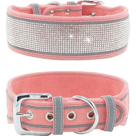 Collier réfléchissant pour chien Medium Large Dog Glitter Suede avec Strass Tie