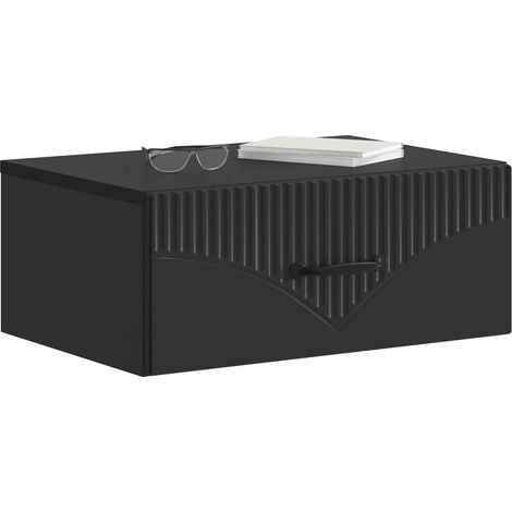 Maison Exclusive - Mobiletto da notte a muro con cassetto Nero 49 x 34,5 x 20 cm