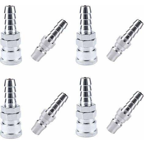 8 Pcs Tuyau De Conduite D'air Compresseur Raccord, SH20 + PH20 Flexible D'air Raccords Rapides, Raccords de Compresseur de Tuyau de Conduite D'Air, pour tuyau de 9 mm-- (1/4)