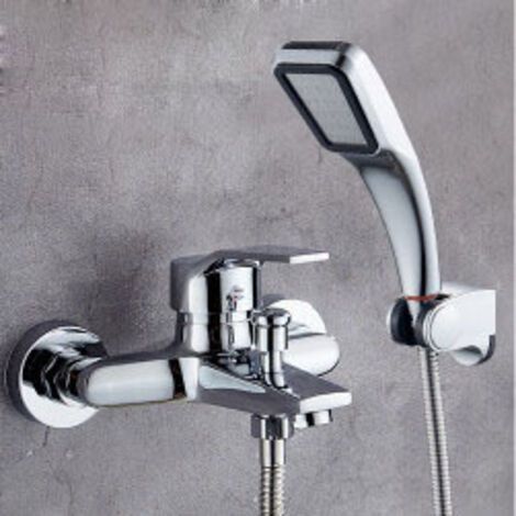 Badewannenarmatur mit Handbrause, Wasserfallarmatur, 1 flexibler Schlauch, für Badewanne, silber (1/5)