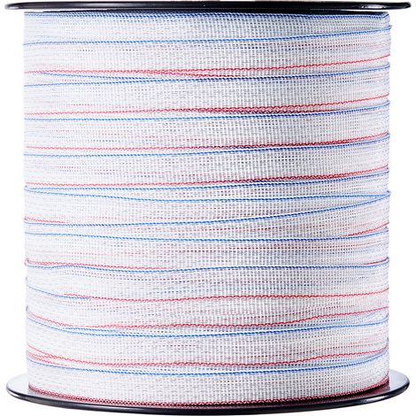 VEVOR Ruban de Cloture Electrique, 500 m, Fibre PEHD Tisse et 6 Brins de Fil Acier Inoxydable, Largeur 19 mm, Resistance a Rouille, Conductivite Fiable, Sangle de Cloture pour Chevaux, Bovins, Betail
