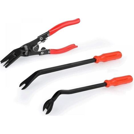 (Rouge)3 pièces - Jeu d'outils de démontage de Garnitures Automobiles pour Un démontage Facile et sans Rayure des Panneaux de Porte, des Tableaux de Bord et des moyeux de Roue de la Voiture (1/5)
