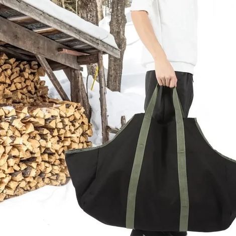 Sac à bûches d'extérieur 68 x 30 x 40 cm, sac à bûches de jardin, panier de transport durable, portable et pratique (1/4)