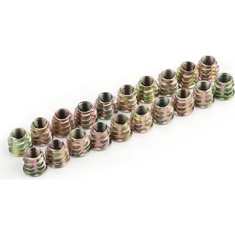 20 écrous à tête hexagonale M8 15 mm en alliage de zinc pour meubles, filetés pour inserts en bois