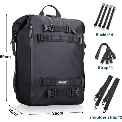 Multifonctionnel sac de moto moto bagages 20L moto sacoches de selle sacs porte-bagages sac arrière Noir-Fei Yu (1/4)