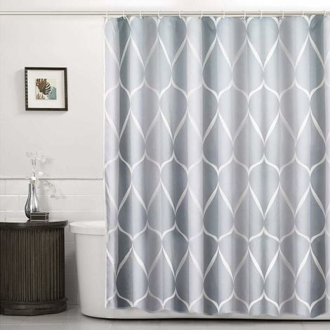 SHINING HOUSE Cortina de ducha de poliéster impermeable con malla y secado rápido, dobladillo con peso, cortina de ducha de baño duradera y lavable, gris (120 × 180) (1/5)