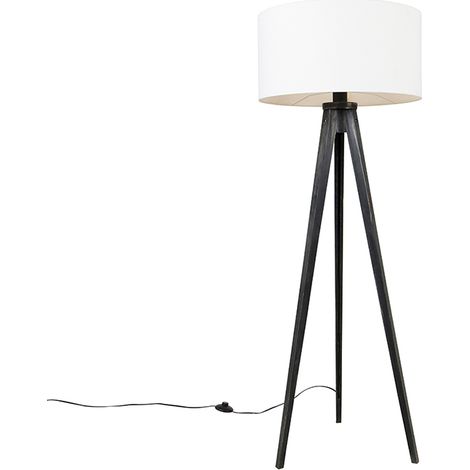 Floor Lamp Tripod Black with White Lampshade 50 cm - Tripod Classic
