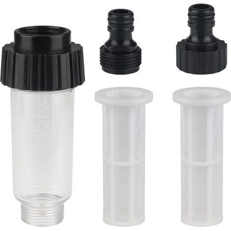 (3/4")Filtre à eau Filtre pour Nettoyeur Pompe de Jardin Filtre Tuyau Arrosage avec Raccord d'eau 3/4",1 connecteurs,2 filet de filtre pour Nettoyeur (1/5)
