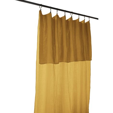 Rideau ajustable + 8 anneaux Gaze de coton 140x300 GAIA Safran (1/5)