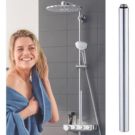 Rallonge de pommeau de douche, 30 cm en acier inoxydable, rallonge de tuyau anti-fuite, matériel d'extension de douche, hauteur de tuyau extensible pour salle de bain, pluie (1/4)