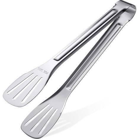 Pince de cuisine (23 cm) - Acier inoxydable 304 facile à nettoyer, de qualité alimentaire. Idéale pour la cuisine, la salade, le barbecue, le service, la friture, etc. Poignée ergonomique et ferme. (1/5)