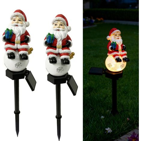 Lampe solaire de jardin, éclairage extérieur chaleureux, idéale pour le Père Noël, la pelouse et le paysage, décoration de Noël - 2 pièce (1/5)