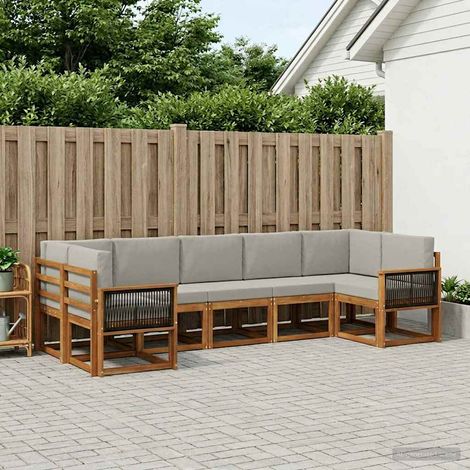 vidaXL Outdoor-Sofagarnitur 7 Stk. Natürlich und Hellgrau (1/5)