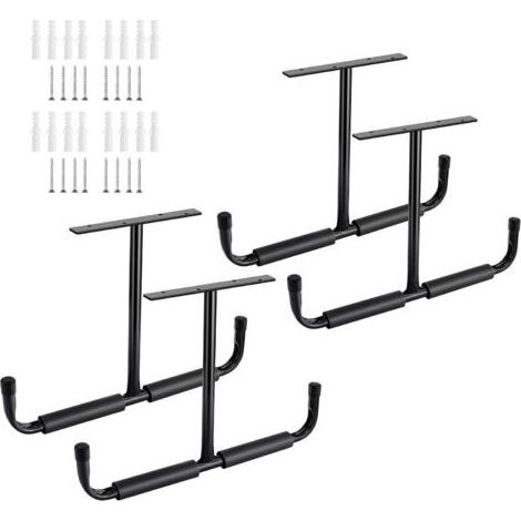 Garage Ceiling Storage Hooks Metal Wall Hooks Heavy Duty Utility Hooks for Ladder, Bike, Wood, Tools and Other Bulky Items (4 Pack, Black) (1/5)