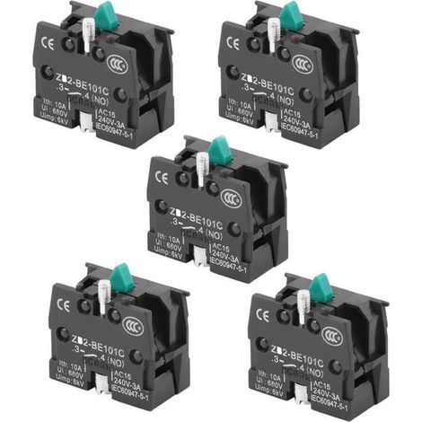 Lot de 5 boutons poussoirs 10 A 600 V ZB2-BE101C/BE102C NO NC, Zb2-be101c (1/5)