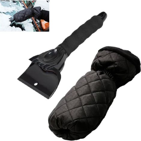 Grattoir à Glace avec Gant raclette Pare Brise,Doublure chauffante,Bande élastique enserré, de Glace Gratte Glace Voiture Professionnel Rencontre Le Meilleur grattoir Pare Brise Voitur