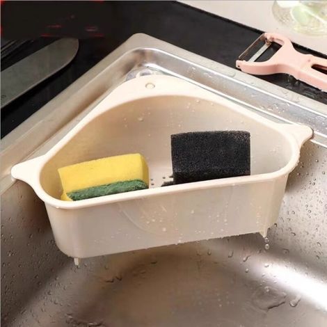 Lot de deux paniers de rangement pour robinet de cuisine, panier à éponge suspendu, égouttoir triangulaire à clipser, rangement pour la maison