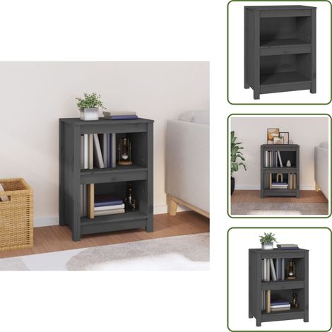 The Living Store Estantería madera maciza de pino gris 50x35x68 cm - Estantería de libros