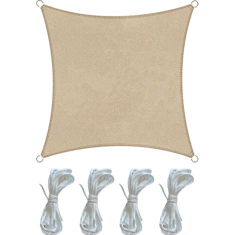 Rebecca Mobili Parasol Sonnensegel Outdoor Quadratisch Beige Polyethylen 3,6x3,6