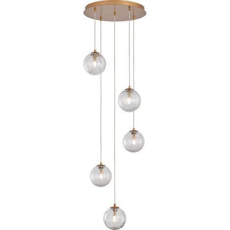 Suspension décorative 5xG9 10W – Design élégant en métal doré (1/4)