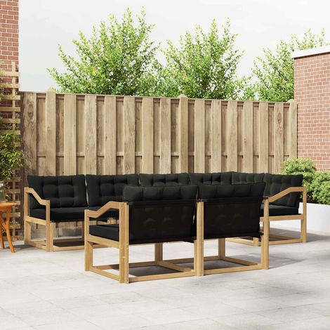 vidaXL Outdoor-Sofagarnitur 7 Stk. Weiß und Schwarz (1/5)
