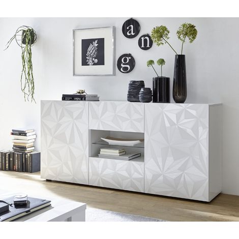 Buffet bas moderne laqué blanc 180cm avec LED CAPRI (1/5)