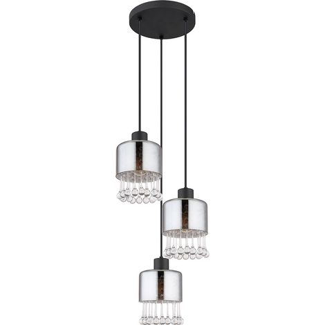 Pendelleuchte Hängelampe Deckenleuchte Esszimmerleuchte Glas Kristalle Schwarz (1/5)