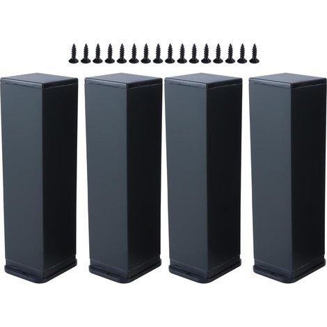 4 Pieds De Meuble Carrés, Pieds De Support pour Armoire, Pieds De Meuble, Pieds De Table en Alliage D'aluminium Noir (15 Cm) (1/5)
