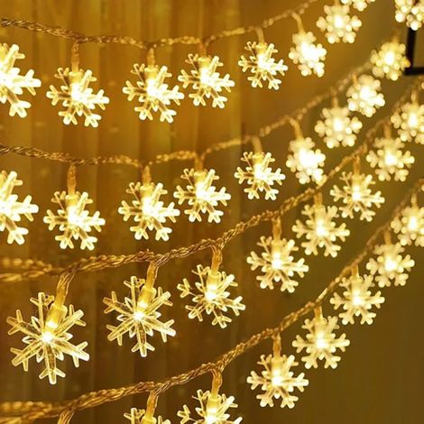 Guirlande lumineuse de Noël en forme de flocons de neige, blanc chaud, à piles : 3 mètres, 20 lumières (1/5)