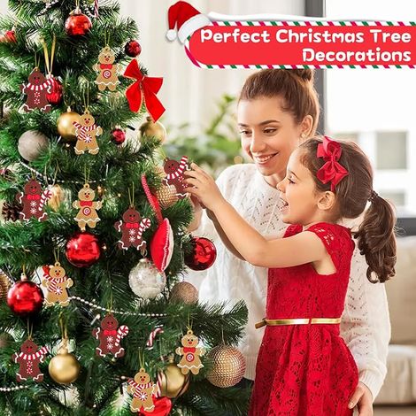 Décorations de Sapin de Noël Bonhomme Pain d'Epice, Ornement Suspension Noël Pendentif pour Homme en Pain d'épice avec Cordes pour Fête à la Maison, Enfants (1/3)