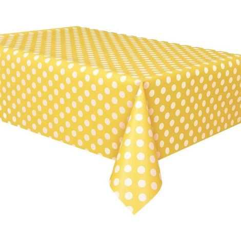 Nappe Rectangulaire - 137 x 274 Cm - Motif A Pois Jaunes - Pour Fete Et Evenement - Lot De 2 (1/2)