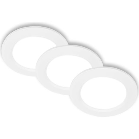 Lot de 3 spots LED encastrables 230V plats, lumière blanc neutre, 6W 660lm chacun, LED Spot, spots de plafond, spots LED à encastrer, spots de plafond, 68mm, 120x28mm (DxH), blanc (1/5)