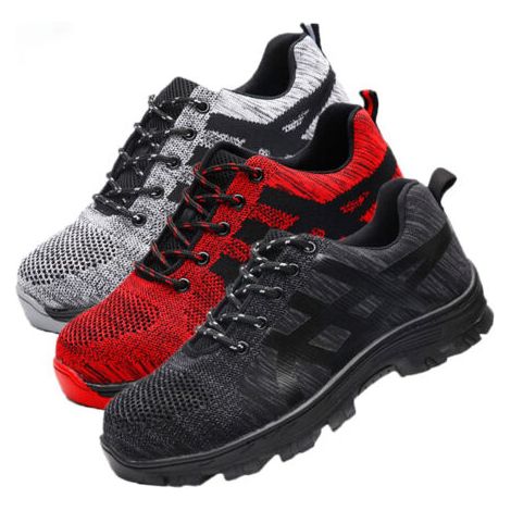 QORVA-Chaussures de travail légères et respirantes – Embout en acier – Pointure 43 – Tige en matière synthétique – Semelle caoutchouc résistante