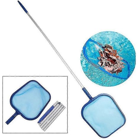 Écumoire de piscine bleue - Outil de nettoyage avec poignée en aluminium (1 pièce) (1/3)