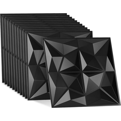 Jiubiaz Panneaux 3D Noir Diamant 50×50 cm PVC – Grand Format pour Mur Moderne (1/5)