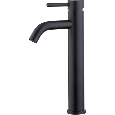 Mitigeur de lavabo à bec haut, mitigeur de raccordement eau chaude/froide, noir (1/4)