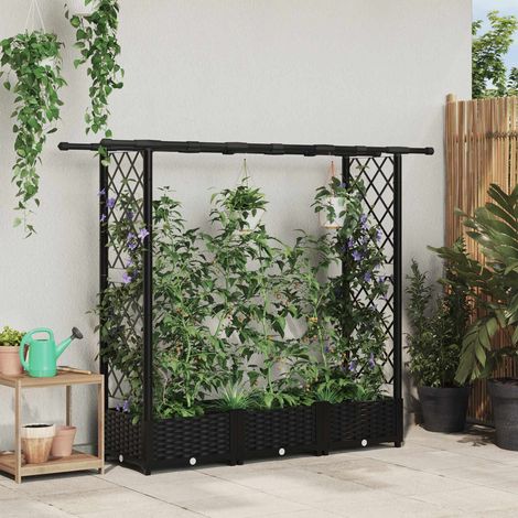 Teenpull – Hochbeet mit Rankgitter und Dach Schwarz 164 x 40 x 121 cm PP (1/5)