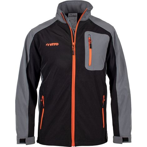 Vito – Veste polaire imperméable noire taille XL mixte – Col montant – 65% polyester, 35% coton – Coutures renforcées – 3 poches zippées