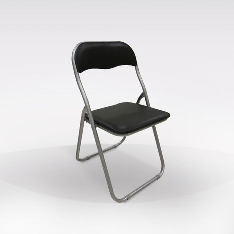 SEDIA PIEGHEVOLE IN METALLO E PVC NERO (1/2)