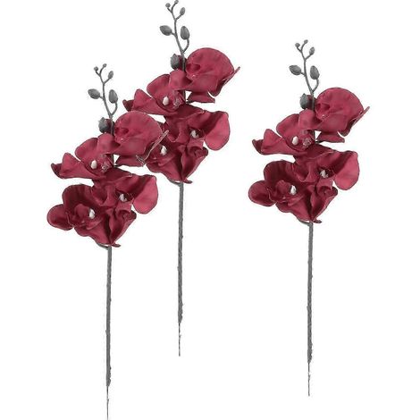 Bouquets décoratifs de papillons et d'orchidées artificiels (pièces) pour fêtes et bureaux-Red (1/5)