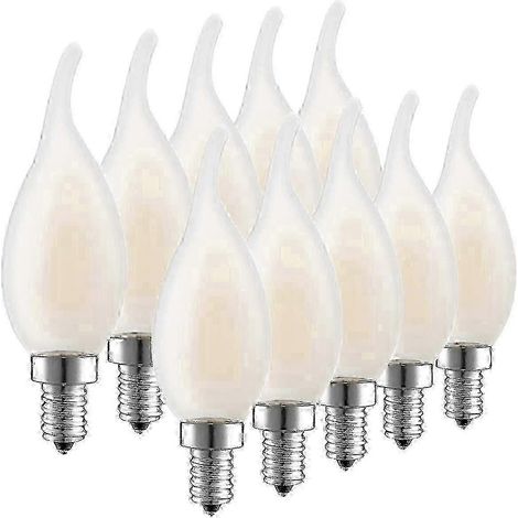 Filiyano-Ampoule LED E14 à filament dimmable, lot de 10 ampoules effet flamme, consommation de 4 watts équivalent à une ampoule à incandescence de 40 (1/3)