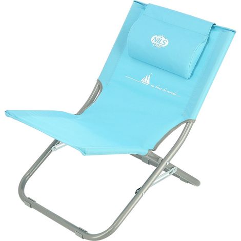 Blauer Strandstuhl mit Kissen, faltbar, leicht