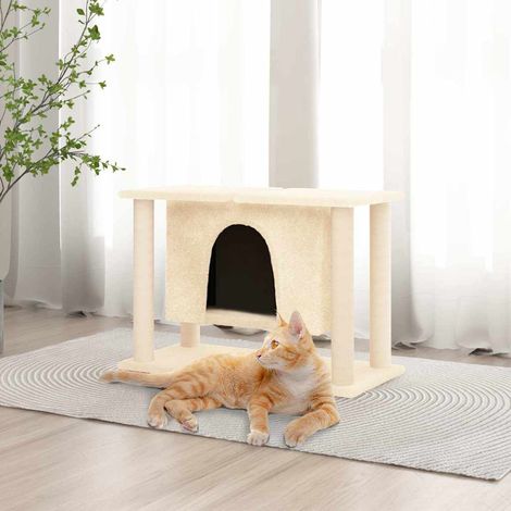 Arbre à chat Maison à chat - Grande capacité avec griffoirs en sisal Crème 50 cm BV538568 - BonneVie (1/5)