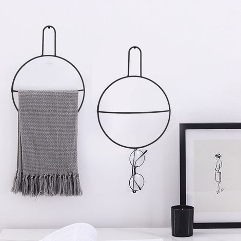 Porte-serviettes mural, étagère et organisateur pour salle de bain (noir) (1/5)