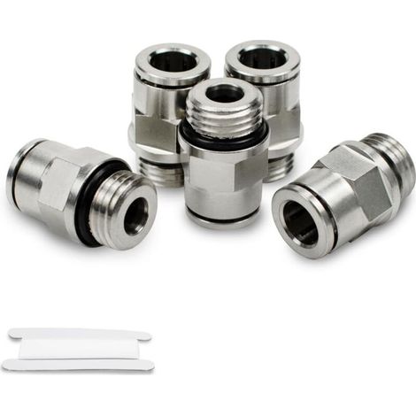 Schnellverschluss-Pneumatikverschraubung aus vernickeltem Messing – 5 Stück, 8 mm Außendurchmesser, 1/4"-BSP-Außengewinde mit O-Ring